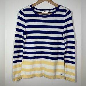 Vineyard Vines White,‎ Navy & Yellow Striped Cotton Sweater XS